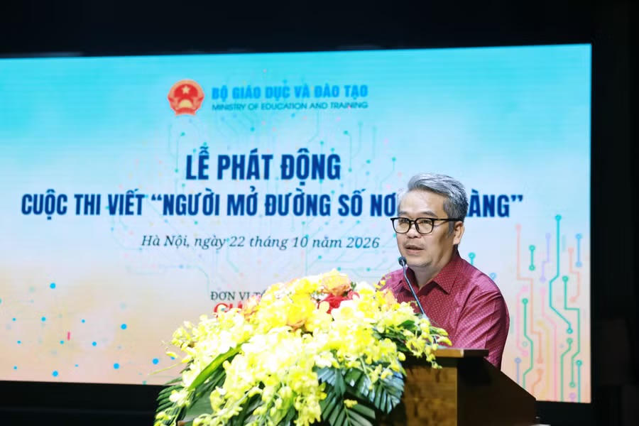 Ông Phạm Quỳnh - Phó Tổng Biên tập Nhà xuất bản Giáo dục Việt Nam phát biểu. (Ảnh: BTC)