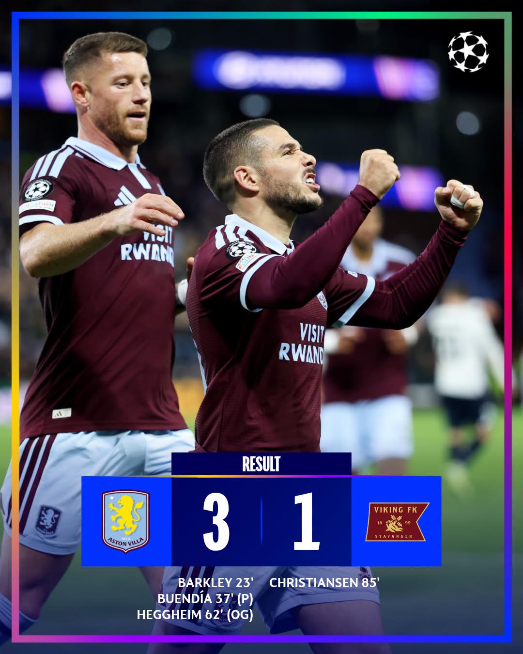Đội bóng đến từ giải ngoại Anh Aston Villa vẫn đang có phong độ cao ở Champions League (Ảnh: UEFA)