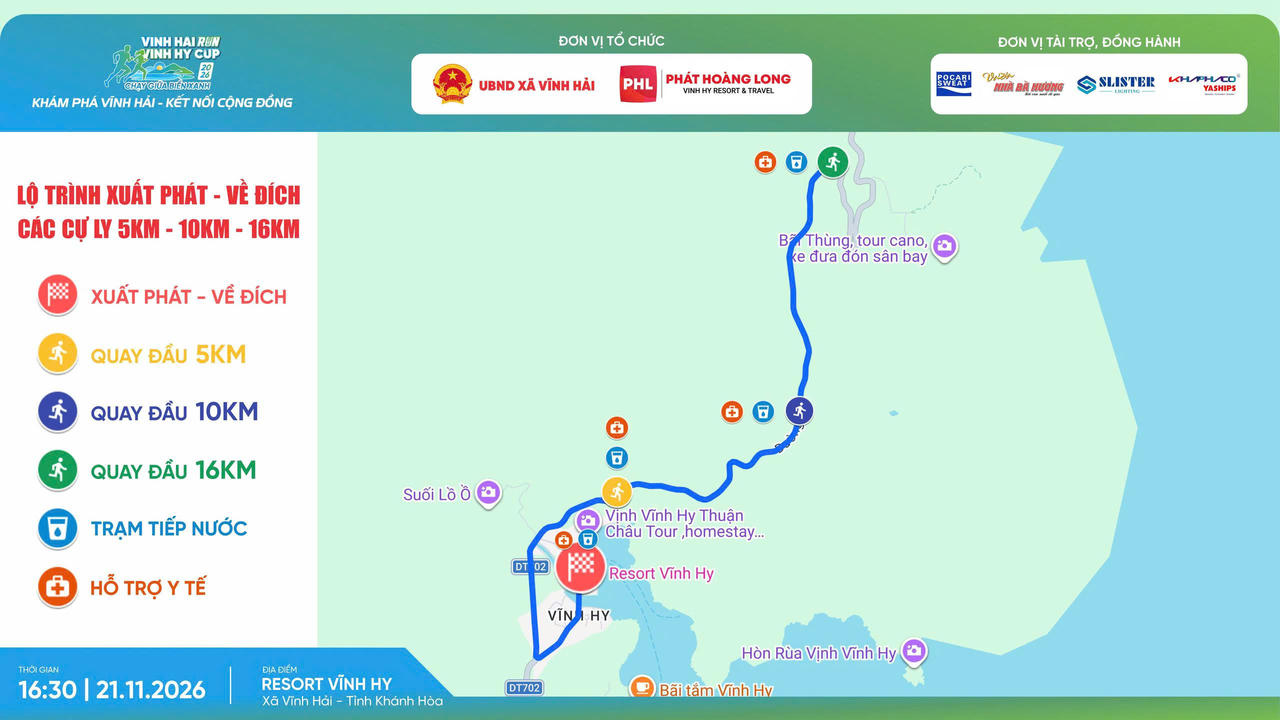 Chi tiết cung đường chạy giải Vĩnh Hải Run - Vĩnh Hy Cup. Ảnh: Ban tổ chức