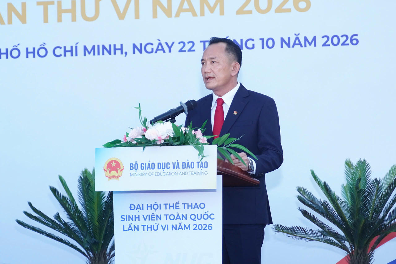 Ông Võ Quốc Thắng, Bí thư Đảng ủy, Hiệu trưởng Trường Đại học Thể dục thể thao TP.HCM, đại diện đơn vị đăng cai