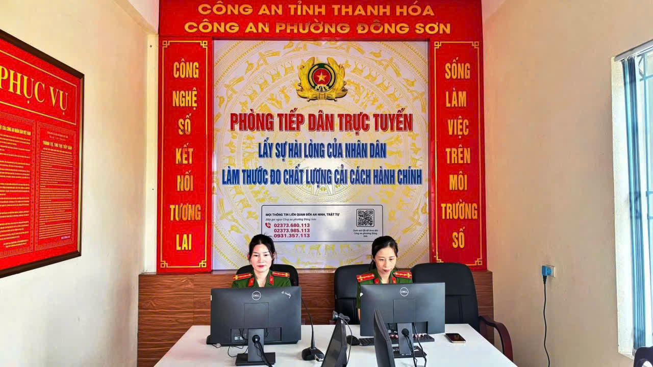 Mô hình “Phòng tiếp công dân trực tuyến” được Công an phường Đông Sơn đưa vào hoạt động từ ngày 3/2/2026 (Ảnh: CACC).