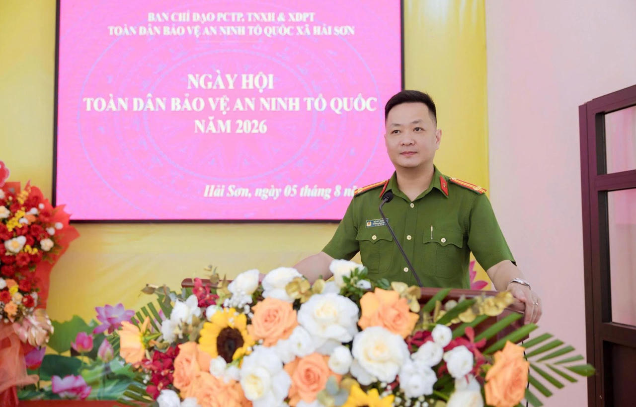 Trung tá Hà Huy Hoàng - Trưởng Công an xã Hải Sơn, TP Quảng Ninh.