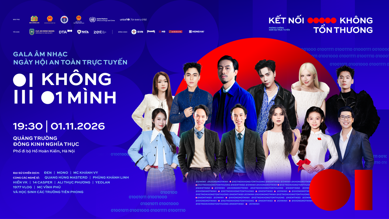 Rapper Đen, MONO, Quang Hùng MasterD sẽ tham gia Ngày hội An toàn trực tuyến “Không Một Mình” 2026