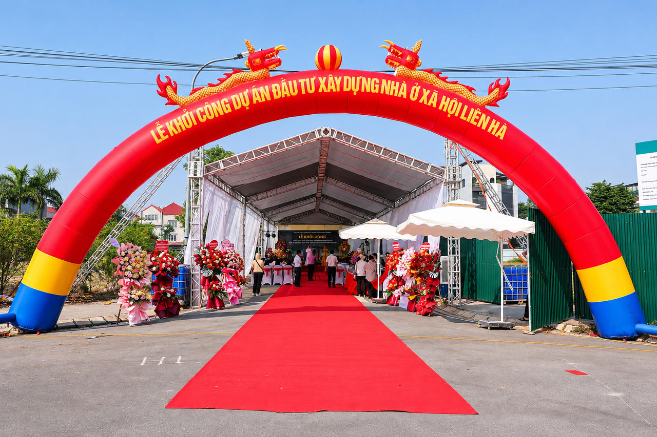 Khu vực tổ chức lễ khởi công Dự án Nhà ở xã hội Liên Hà.