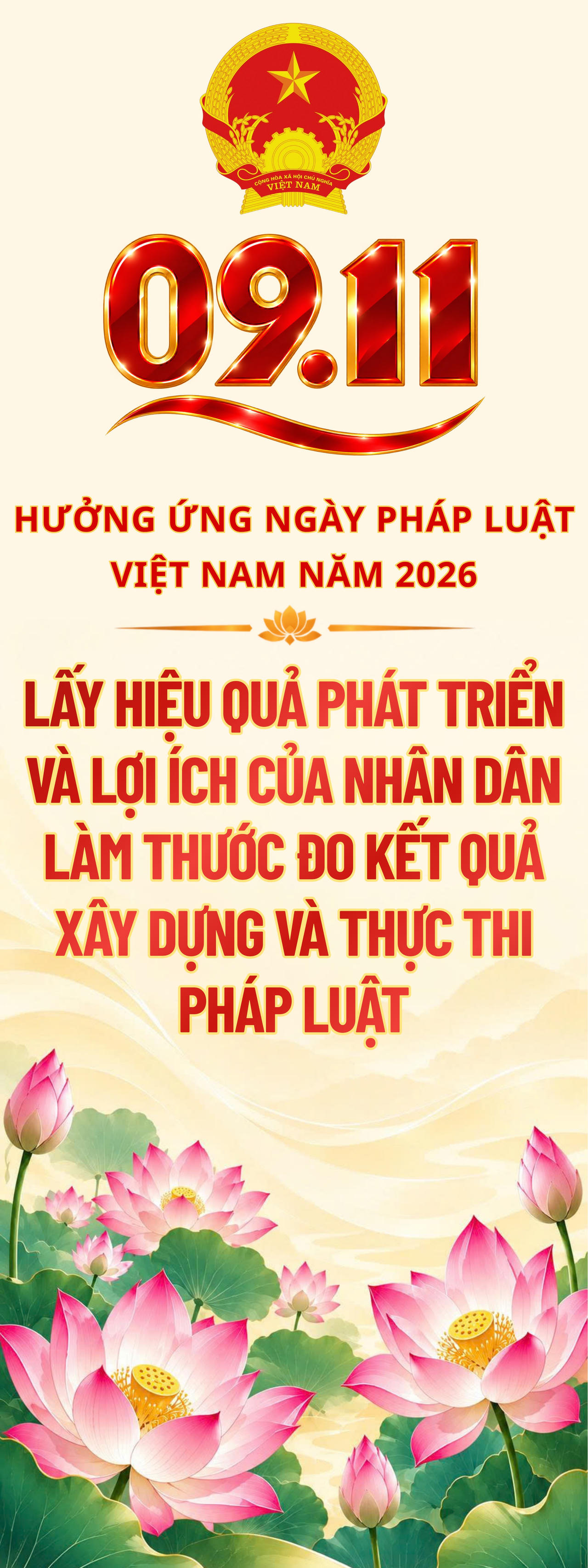 Bộ nhận diện và các khẩu hiệu tuyên truyền hưởng ứng Ngày Pháp luật Việt Nam năm 2026