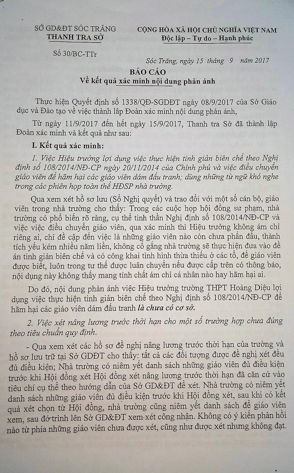 Sóc Trăng: Giám đốc Sở nói gì về việc 2 giáo viên 'tố' bị điều chuyển không minh bạch?