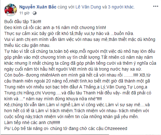 Xuân Bắc chia sẻ hình ảnh hậu trường Táo quân