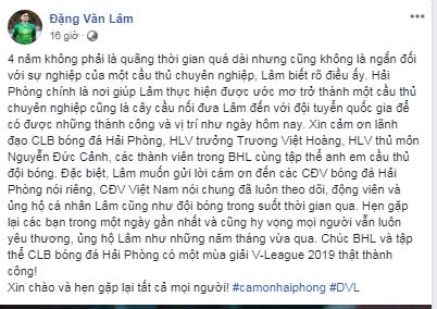 Đặng Văn Lâm chia tay CLB Hải Phòng, gia nhập CLB mới tại Thái Lan