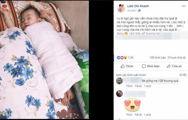 Ca sĩ Lâm Khánh Chi khoe ảnh con trai mới sinh