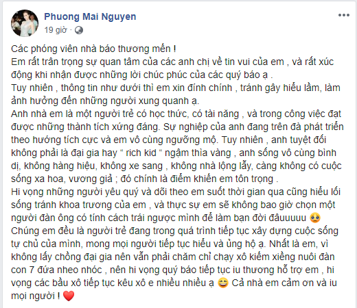 Phương Mai 'lên tiếng' về tin đồn lấy chồng 'đại gia'