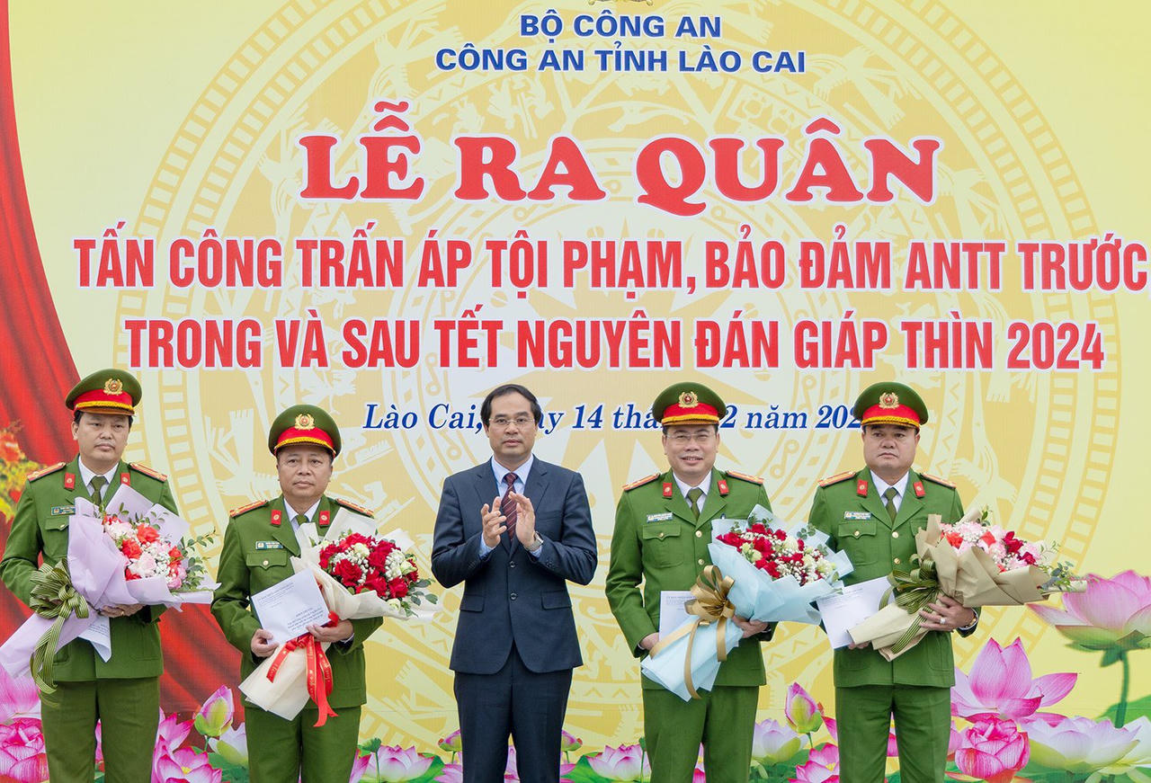 Công an tỉnh Lào Cai ra quân thực hiện cao điểm trấn áp tội phạm dịp Tết Nguyên Đán 2024