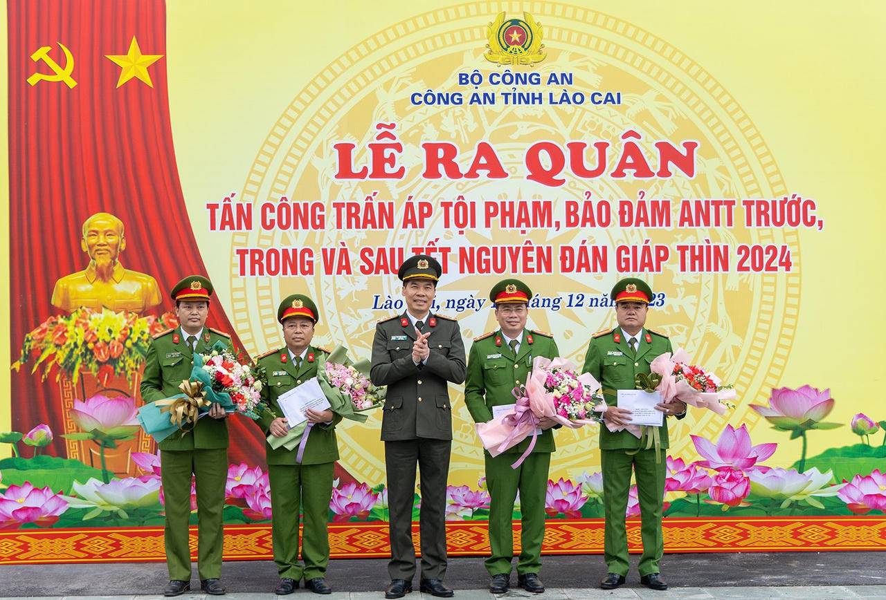 Công an tỉnh Lào Cai ra quân thực hiện cao điểm trấn áp tội phạm dịp Tết Nguyên Đán 2024