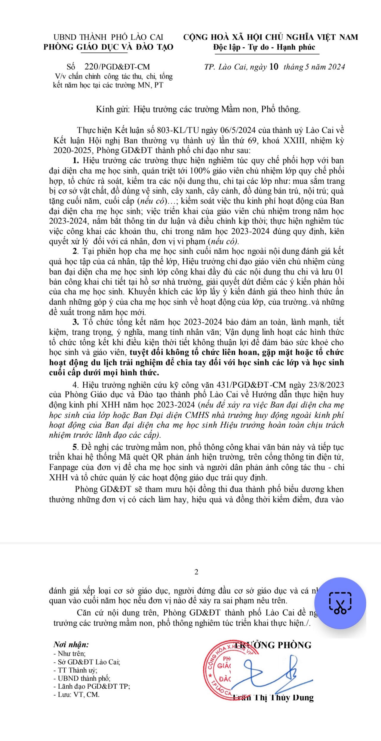 Xử lý trách nhiệm hiệu trưởng nếu Ban đại diện cha mẹ học sinh huy động kinh phí sai quy đinh 
