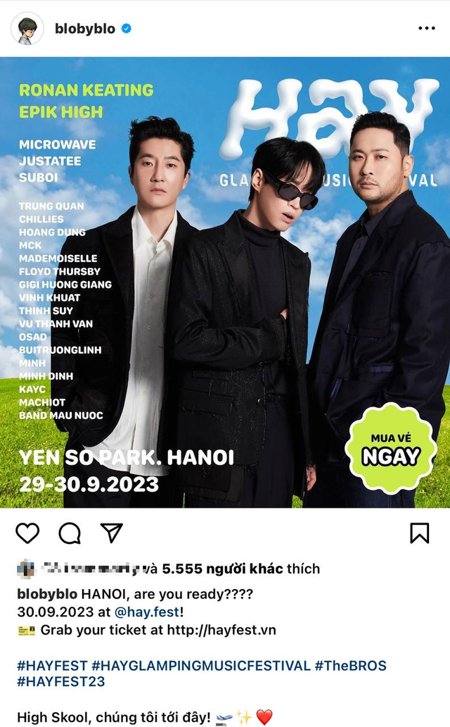 Epik High và Ronan Keating sẽ biểu diễn tại HAY FEST 2023