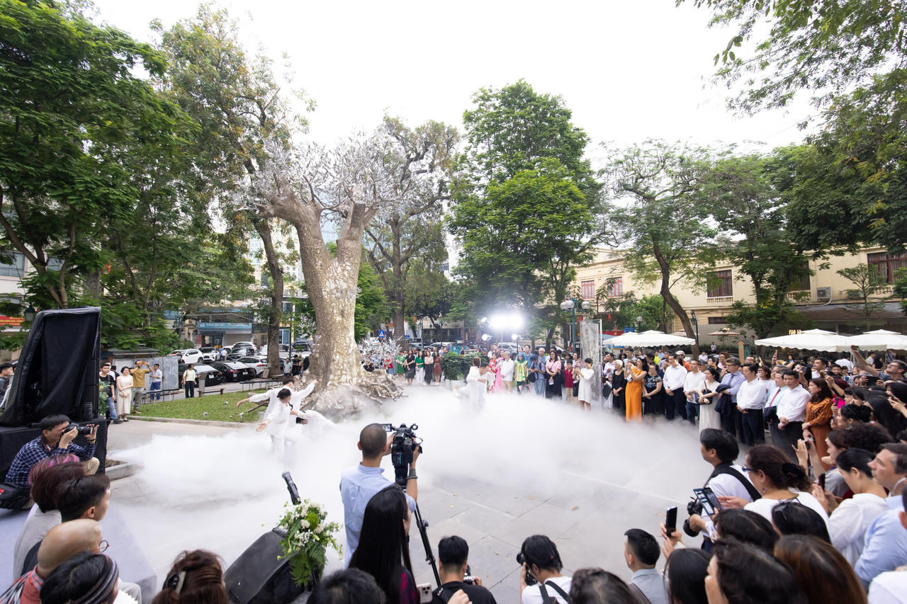 Độc đáo tác phẩm nghệ thuật 'Hồi sinh' cây xà cừ đổ sau bão Yagi