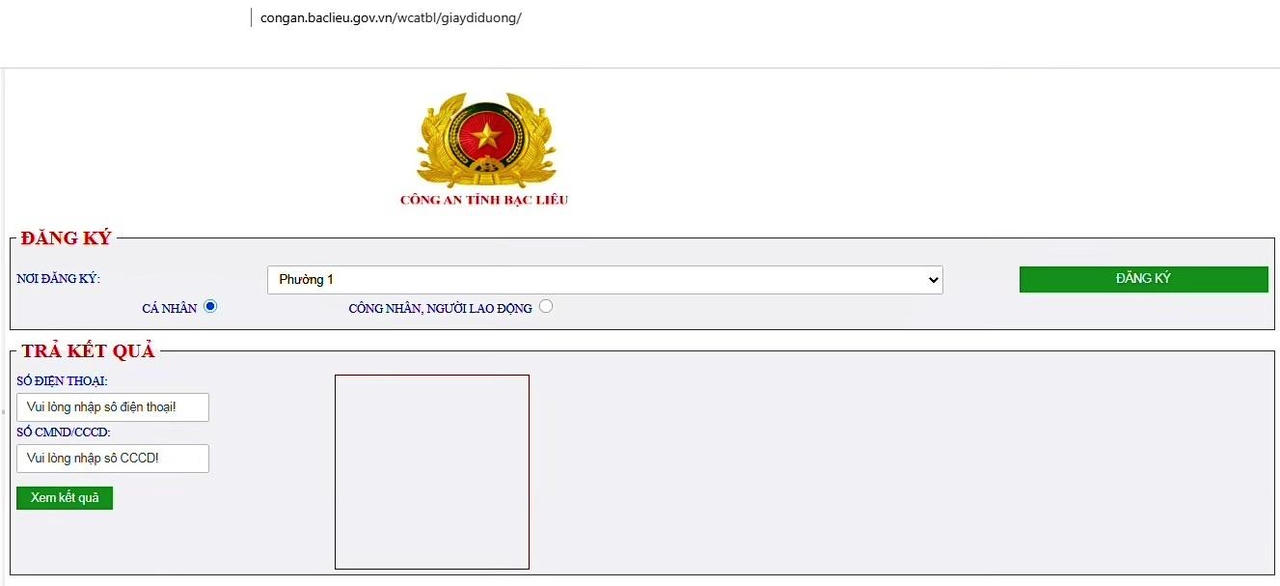 Công an Bạc Liêu trả kết quả cấp giấy đi đường nhận diện bằng mã QR - Code trong 5 giờ