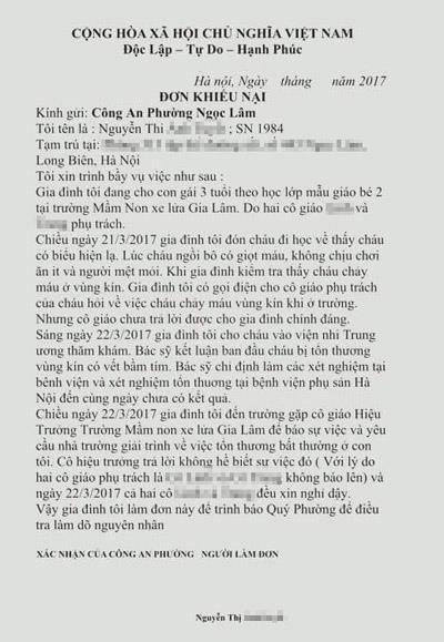 Chưa rõ nguyên nhân bé gái 3 tuổi ở trường mầm non bị tổn thương vùng kín