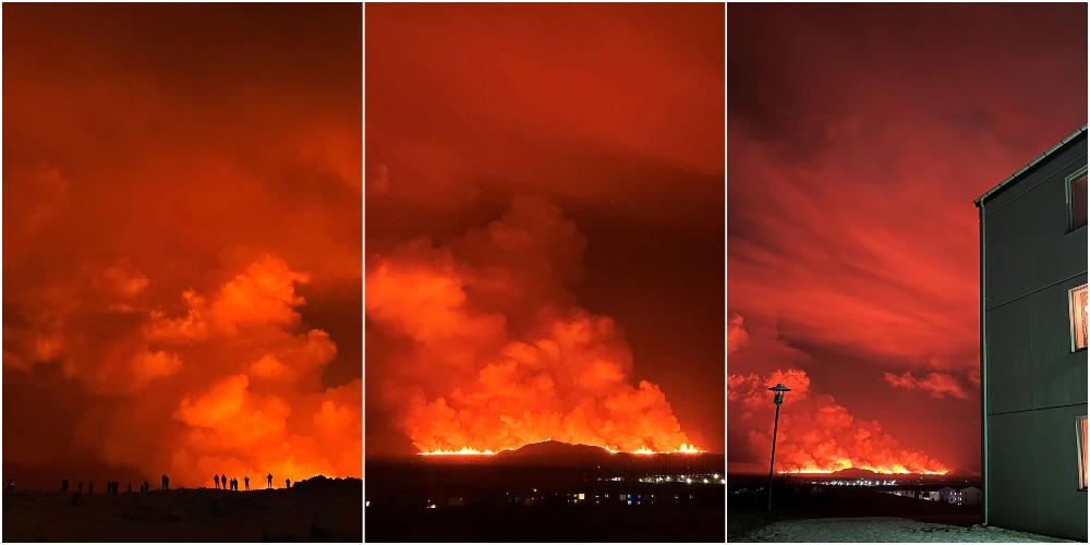 Hình ảnh núi lửa phun trào tại Iceland