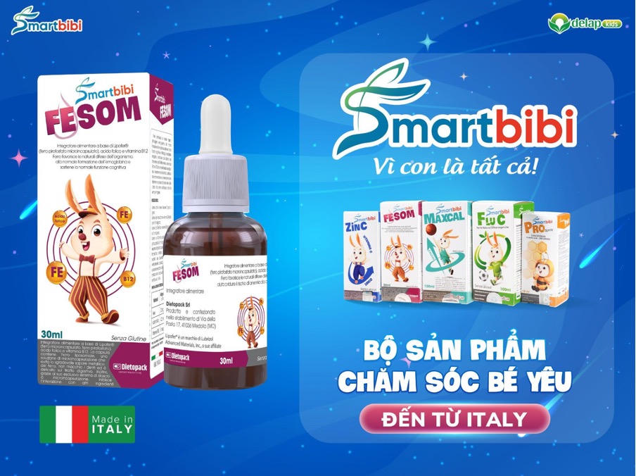 Smartbibi Fesom - Bộ 3 vi chất hỗ trợ tạo máu hiệu quả cho trẻ đến từ Italy