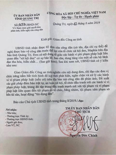 Chủ tịch UBND tỉnh Quảng Trị lên tiếng bảo vệ công dân trước tội phạm “xã hội đen”