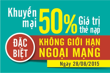 Viettel khuyến mại 50% thẻ nạp không giới hạn ngoại mạng
