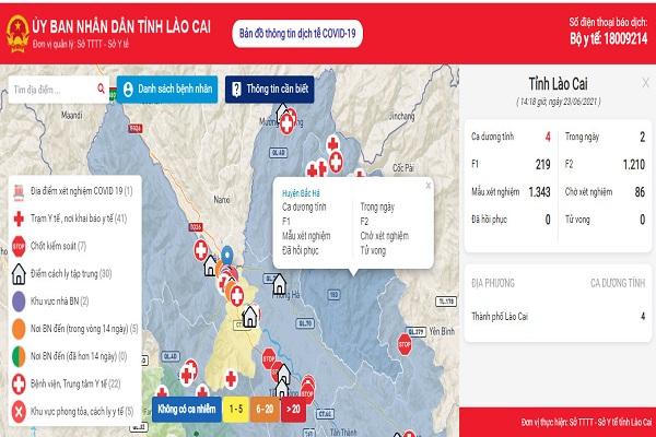 Lào Cai ra mắt Bản đồ thông tin dịch tễ COVID-19