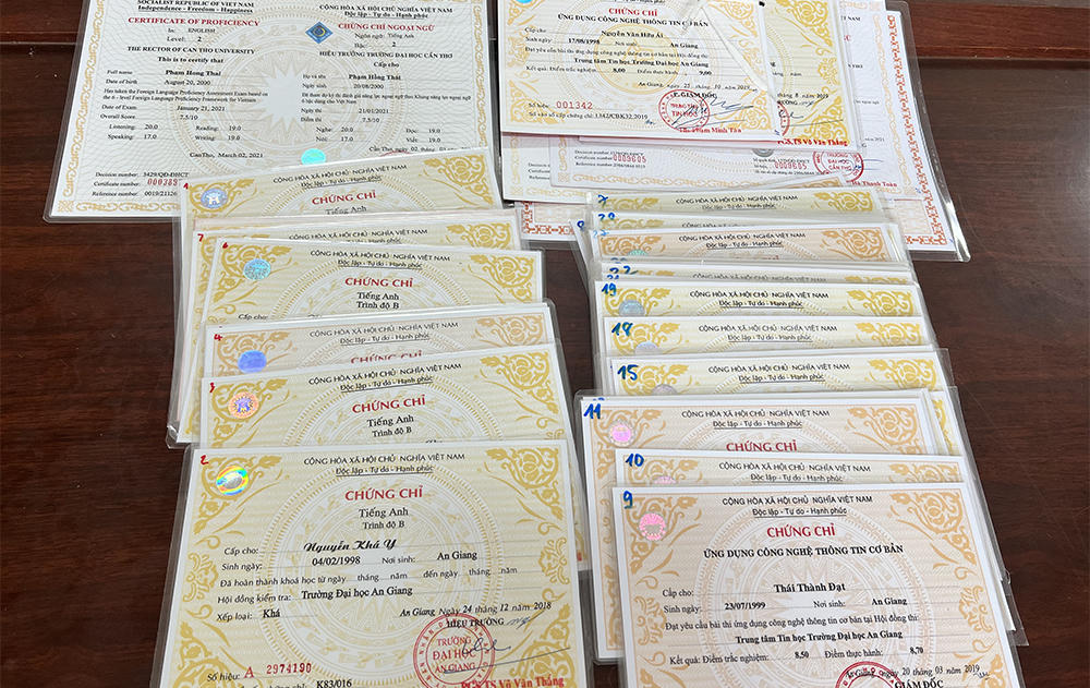 An Giang: Bắt 2 đối tượng làm bằng Đại học giả