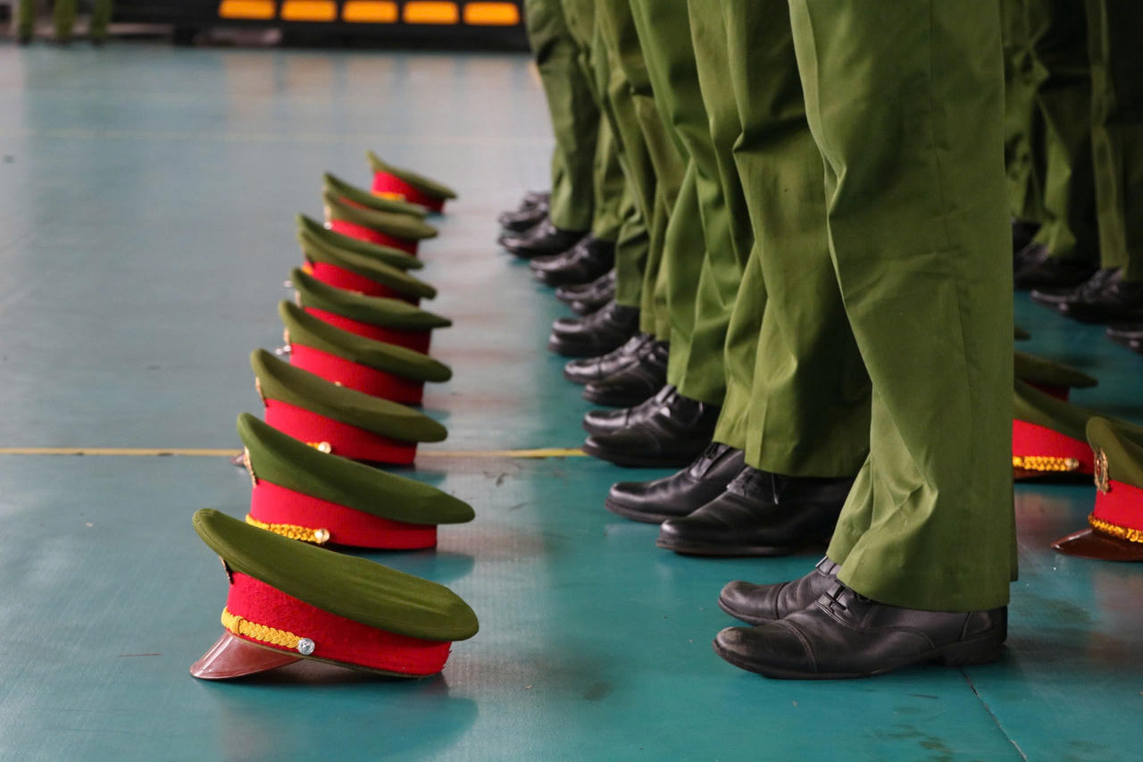 Hình ảnh Công an tỉnh Kiên Giang 'trổ tài' chuẩn bị thi Điều lệnh, quân sự, võ thuật 