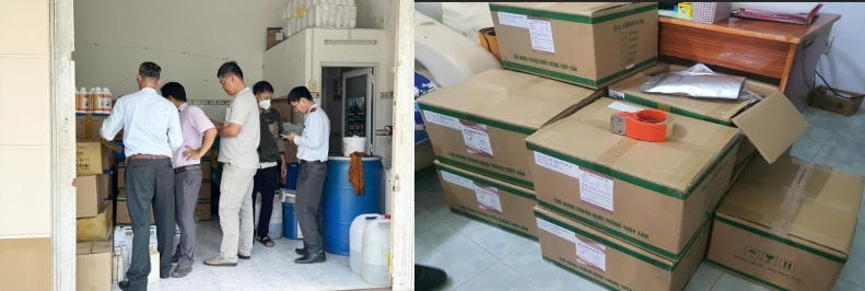Nghi 1 Công ty sản xuất thuốc, thức ăn nuôi trồng thủy sản giả ở An Giang