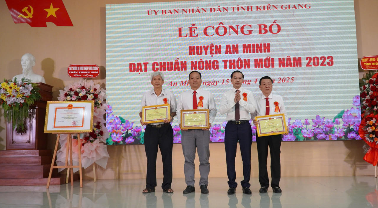 Công nhận huyện An Minh (Kiên Giang) đạt chuẩn huyện nông thôn mới