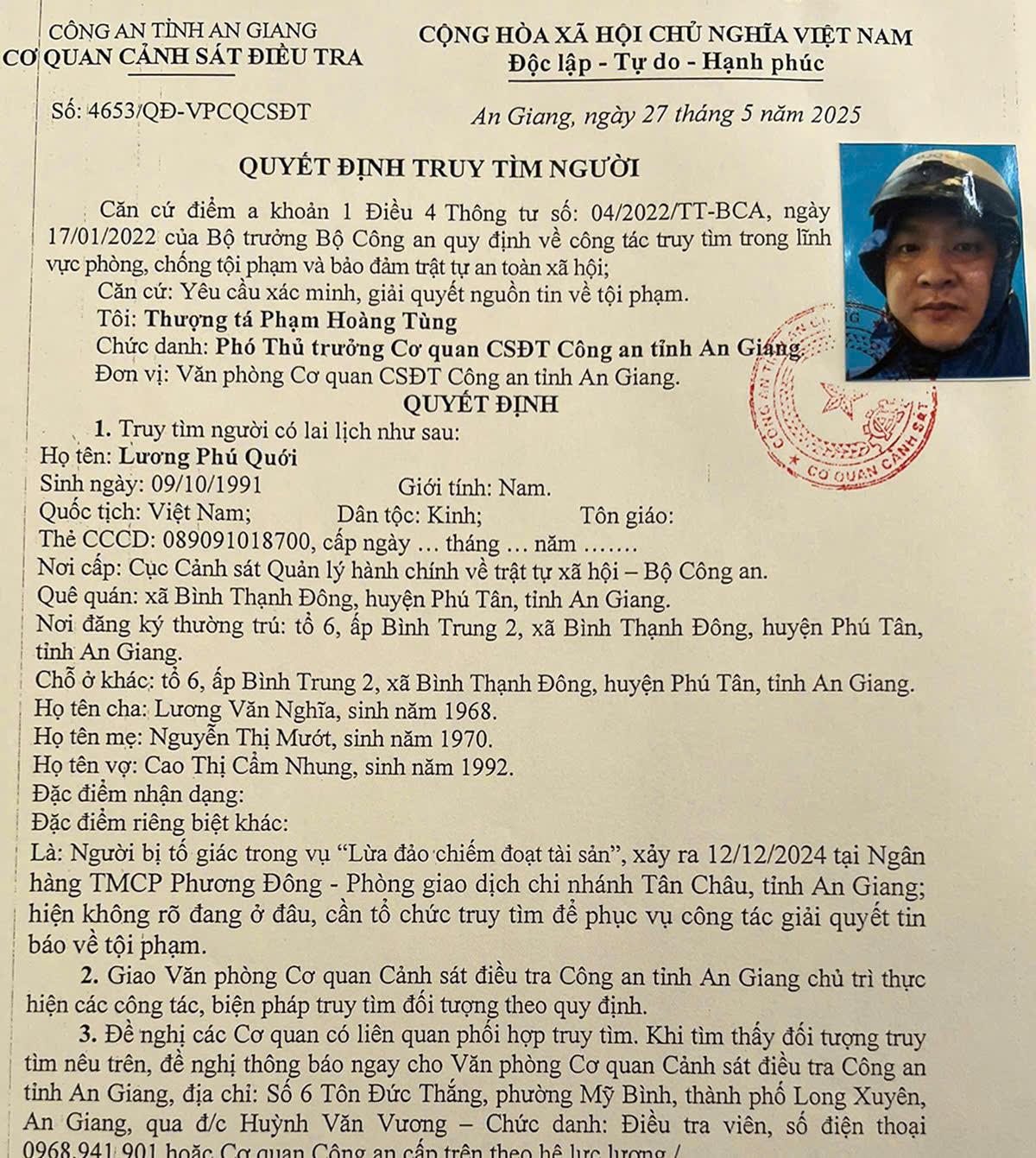 Truy tìm trưởng phòng giao dịch ngân hàng lừa đảo chiếm đoạt tài sản