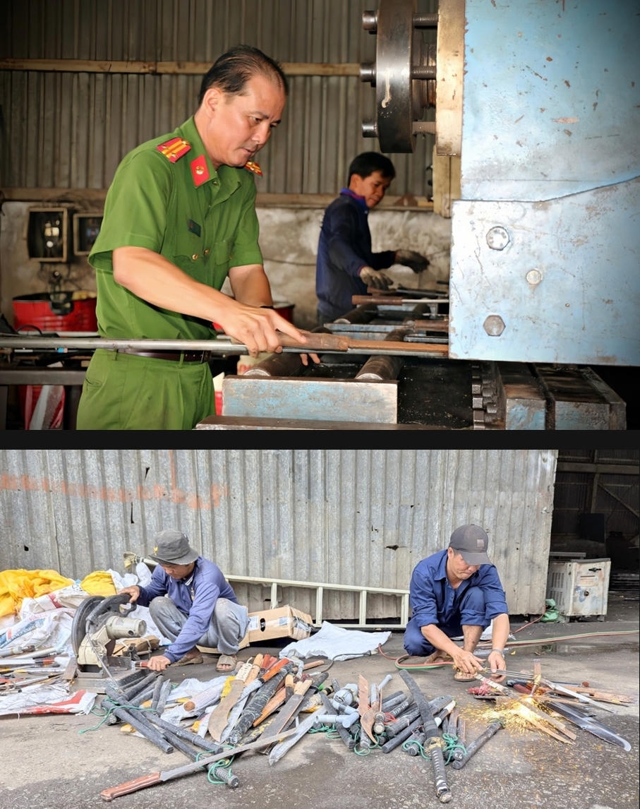 Tiêu hủy hơn 1.500 công cụ hỗ trợ và vũ khí thô sơ tại An Giang