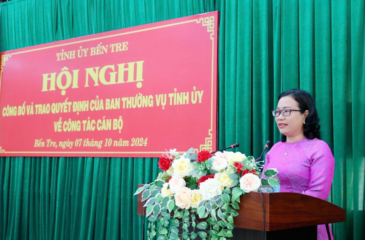 Bà Nguyễn Trúc Hạnh được bổ nhiệm làm Trưởng Ban Tuyên giáo Tỉnh ủy Bến Tre