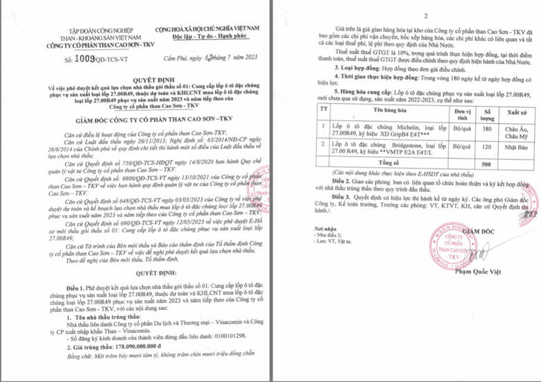 Dấu hiệu không đảm bảo cạnh tranh trong gói thầu trăm tỷ tại than Cao Sơn