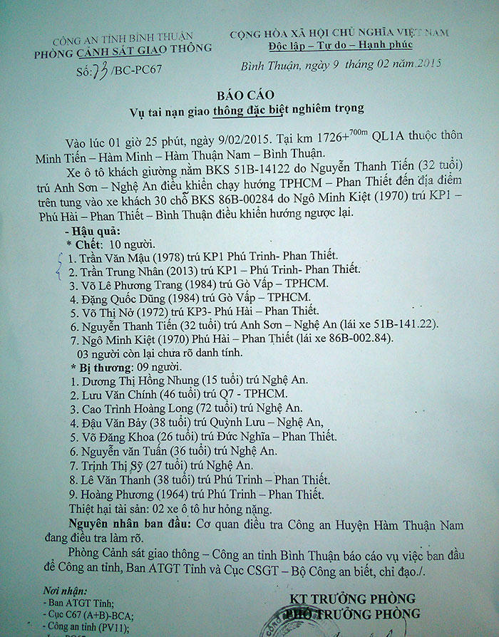 Tai nạn xe khách ở Bình Thuận: 19 người thương vong