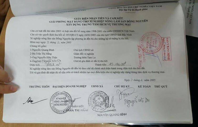 Bắc Ninh: Doanh nghiệp bị“tố” giả mạo chữ ký của người dân