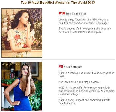 Ngô Thanh Vân vào "top" 10 phụ nữ đẹp nhất thế giới