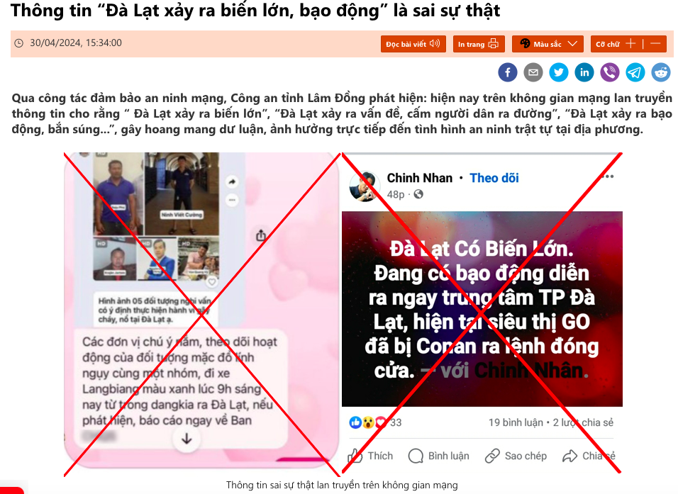 Xử lý nghiêm hành vi phát tán thông tin thất thiệt về an ninh trật tự Đà Lạt