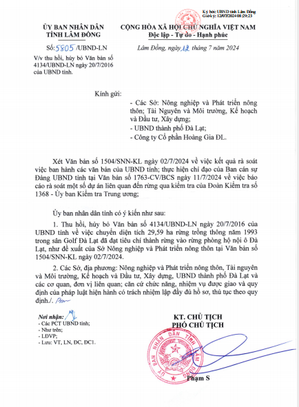 Lâm Đồng huỷ bỏ văn bản chuyển đất rừng phòng hộ ở Đồi Cù Đà Lạt