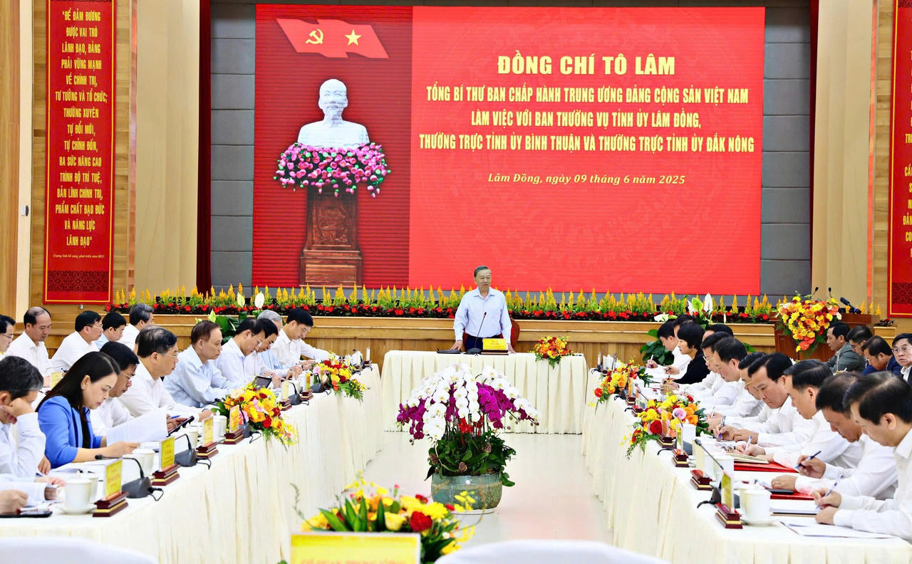 Tổng Bí thư Tô Lâm: Tổ chức lại không gian phát triển cho tỉnh Lâm Đồng mới để tối ưu hoá nguồn lực