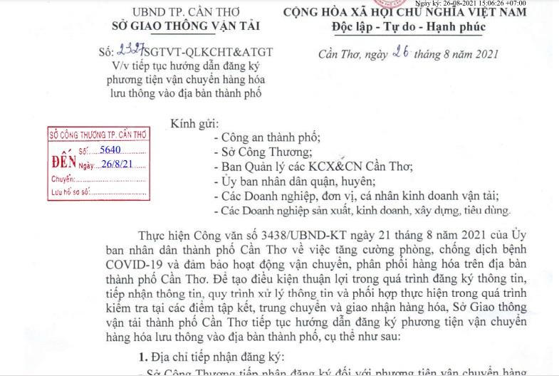 Nên xem xét lại quy định để vận chuyển hàng hoá thuận lợi vào Cần Thơ