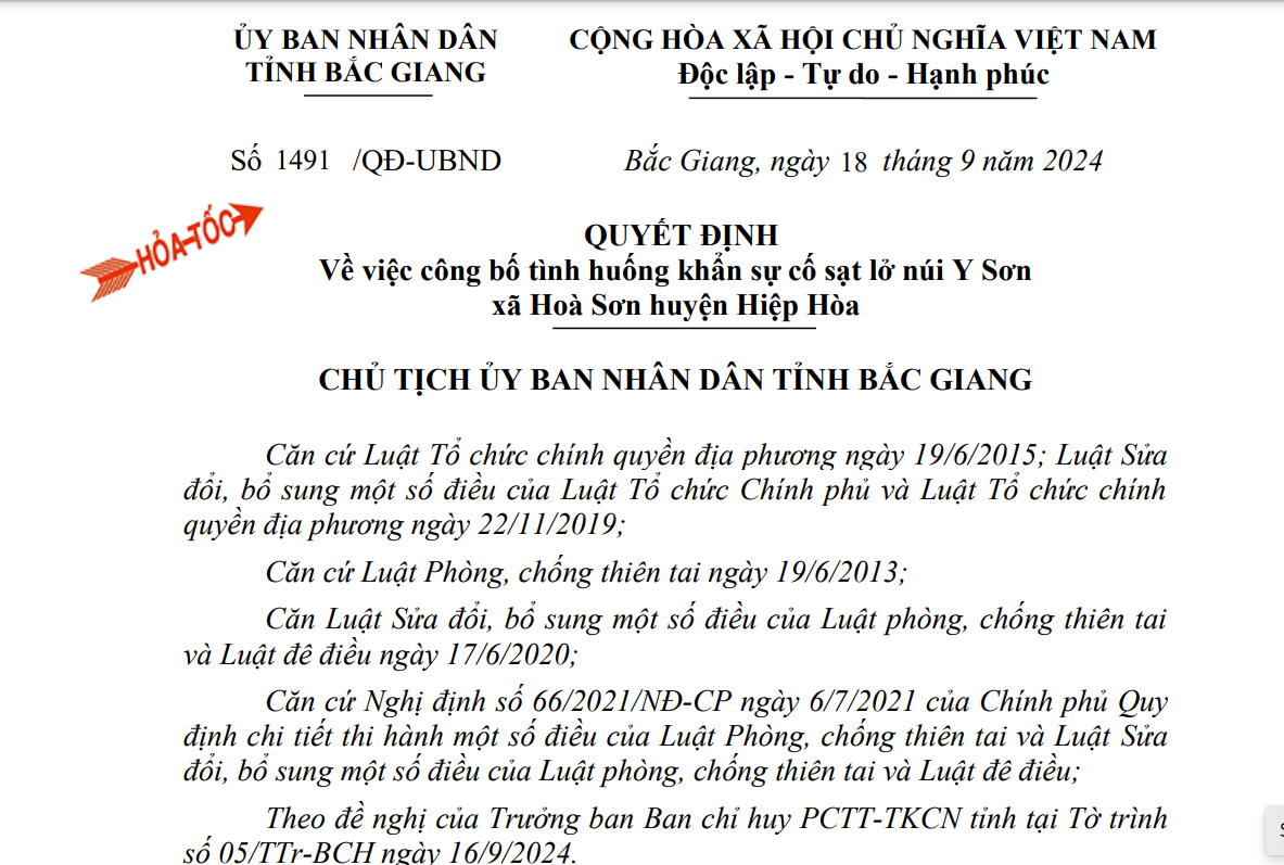 Nguy cơ sạt lở tại núi 100ha, Chủ tịch tỉnh ra quyết định “hỏa tốc” công bố tình huống khẩn