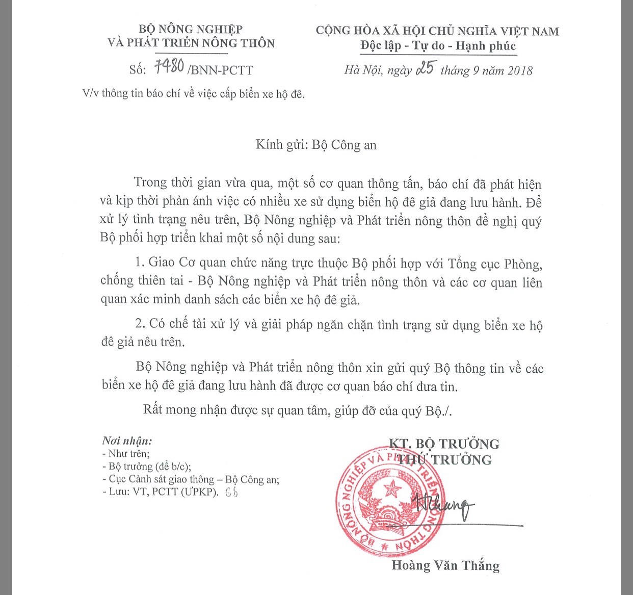 Hàng loạt xe ô tô sử dụng biển “xe hộ đê” trốn phí cao tốc: Bộ Nông nghiệp và Phát triển nông thôn kiến nghị Bộ Công an xử lý