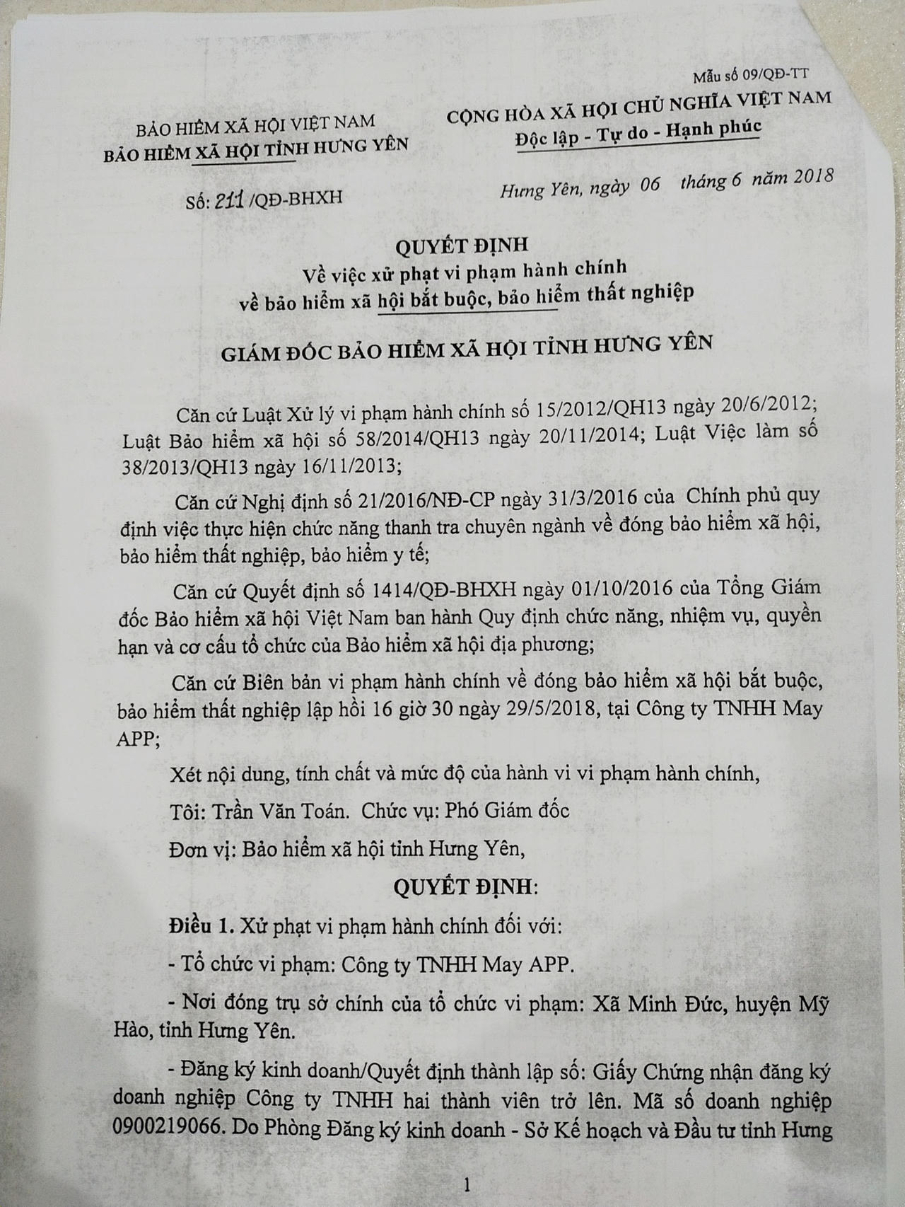 Hưng Yên: Công ty TNHH May APP chậm đóng tiền bảo hiểm xã hội 