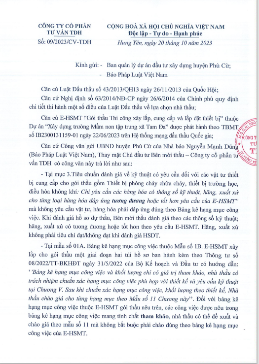 Ban quản lý dự án đầu tư xây dựng huyện Phù Cừ đưa ra những lý giải có hợp lý?