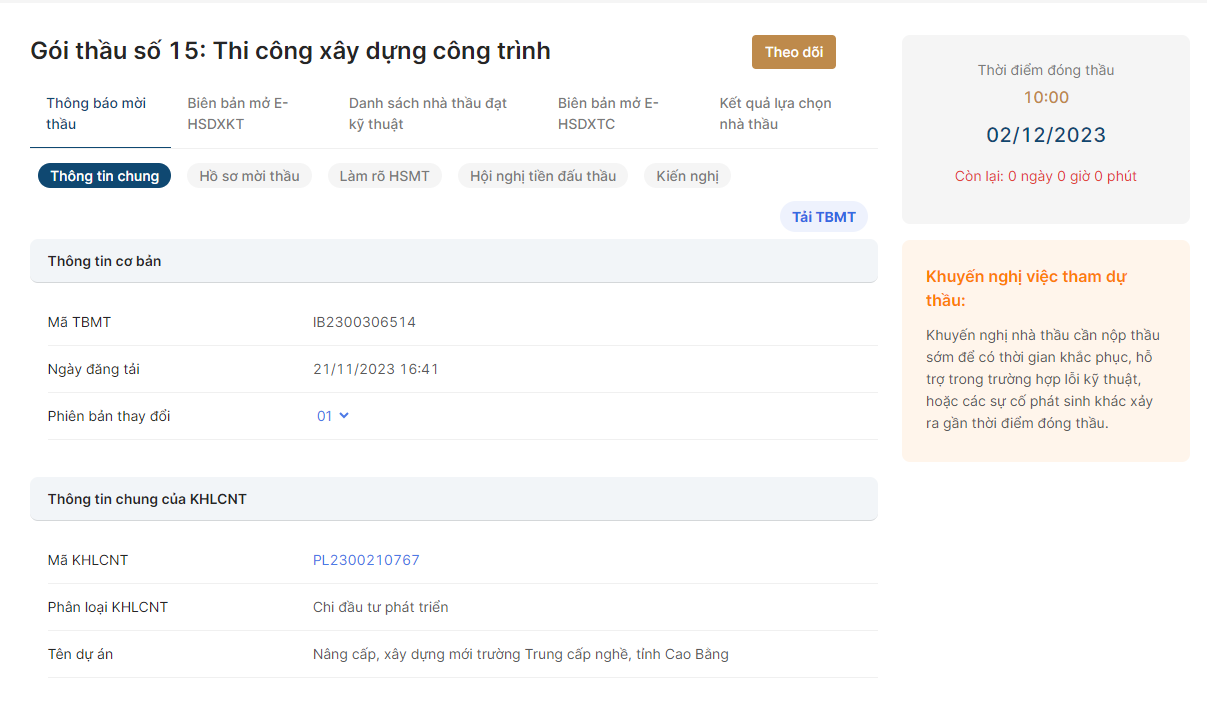 Trường Trung cấp nghề tỉnh Cao Bằng vận dụng “trường hợp đặc biệt” nào trong đấu thầu?