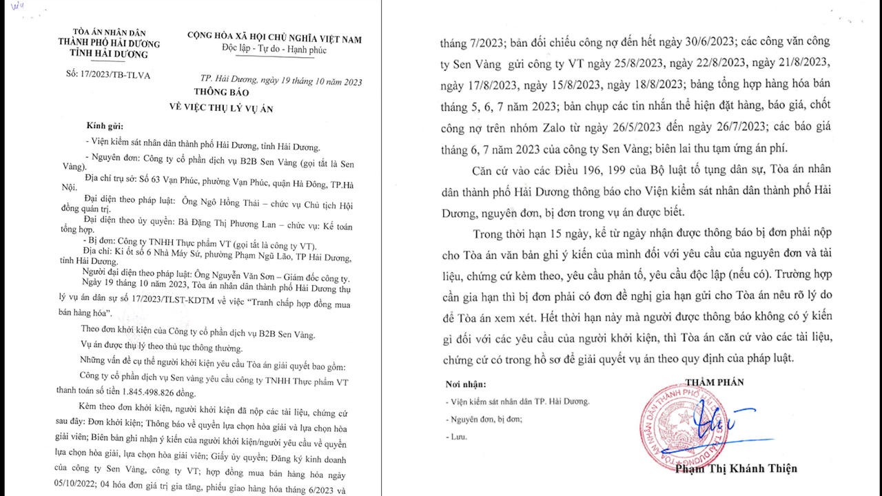 Kiện đối tác ra toà vì mua hàng "chậm" trả tiền