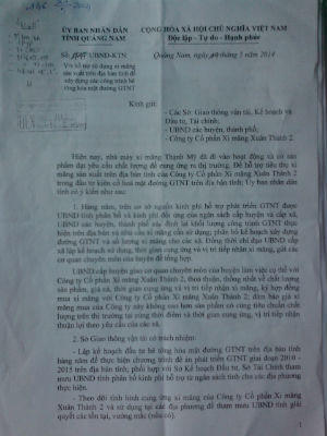 UBND tỉnh Quảng Nam chỉ đạo… sử dụng xi măng Xuân Thành