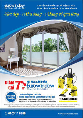 Eurowindow chi nhánh TP. Hồ Chí Minh khuyến mãi lớn nhân kỷ niệm 11 năm thành lập