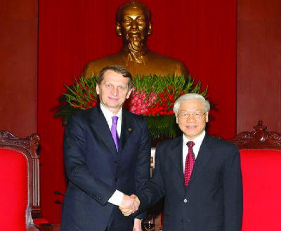 Tổng Bí thư Nguyễn Phú Trọng tiếp Chủ tịch Duma Quốc gia Nga